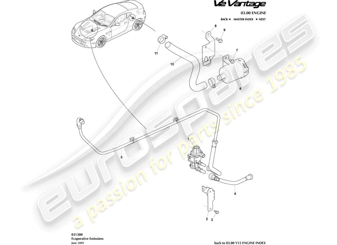 aston martin v12 vantage (2012) evaporative emissions part diagram