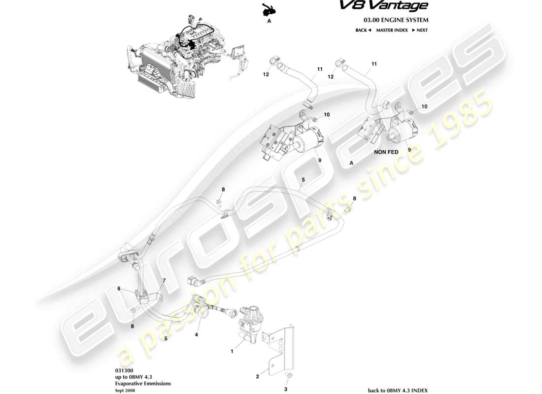 aston martin v8 vantage (2018) evaporative emissions part diagram