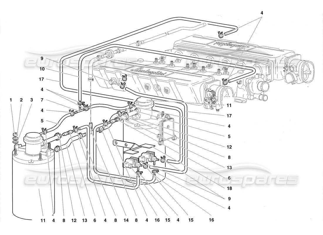 a part diagram from the lamborghini diablo roadster (1998) parts catalogue