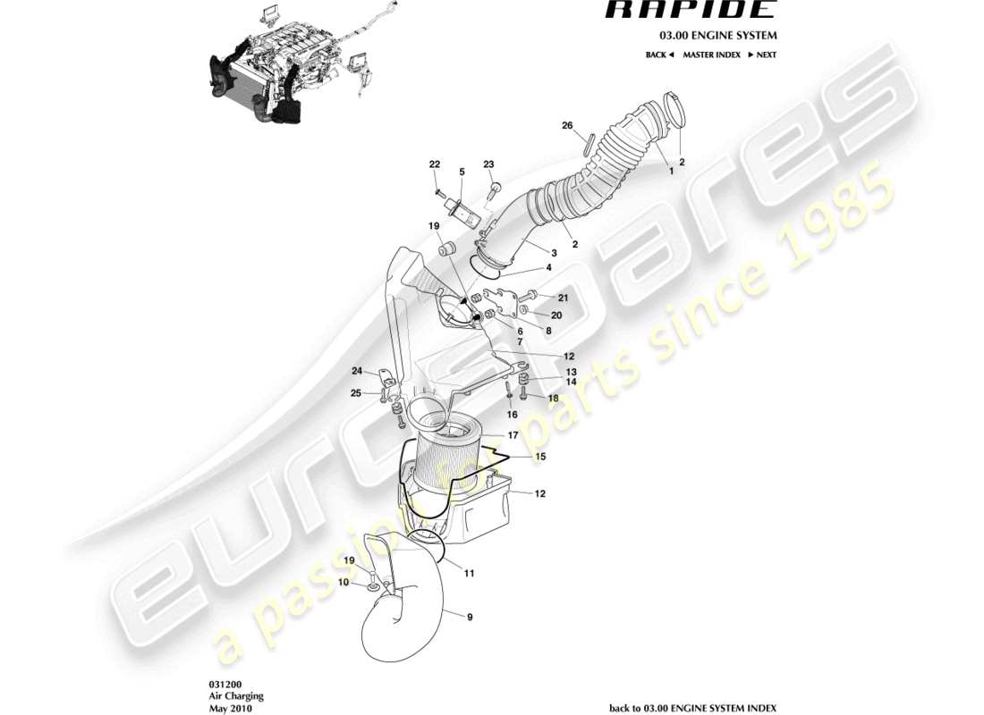 a part diagram from the aston martin rapide (2019) parts catalogue