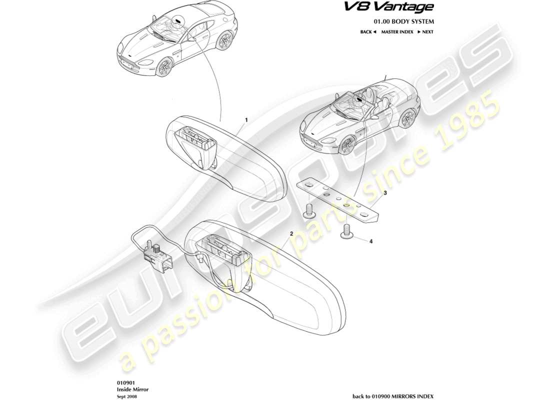 a part diagram from the aston martin v8 vantage (2008) parts catalogue