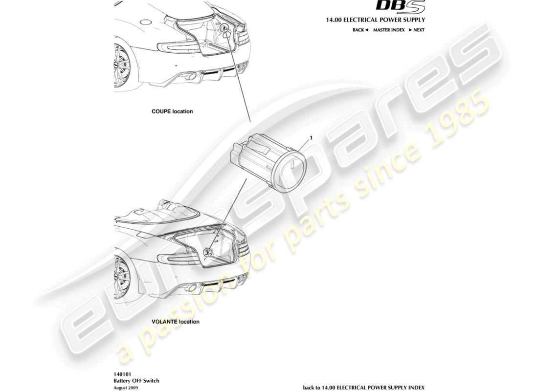 a part diagram from the aston martin dbs parts catalogue