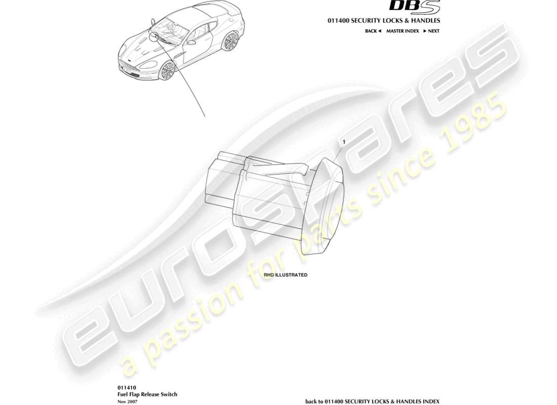 a part diagram from the aston martin dbs parts catalogue