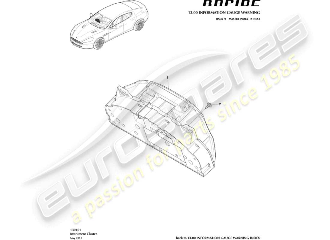 a part diagram from the aston martin rapide (2010) parts catalogue