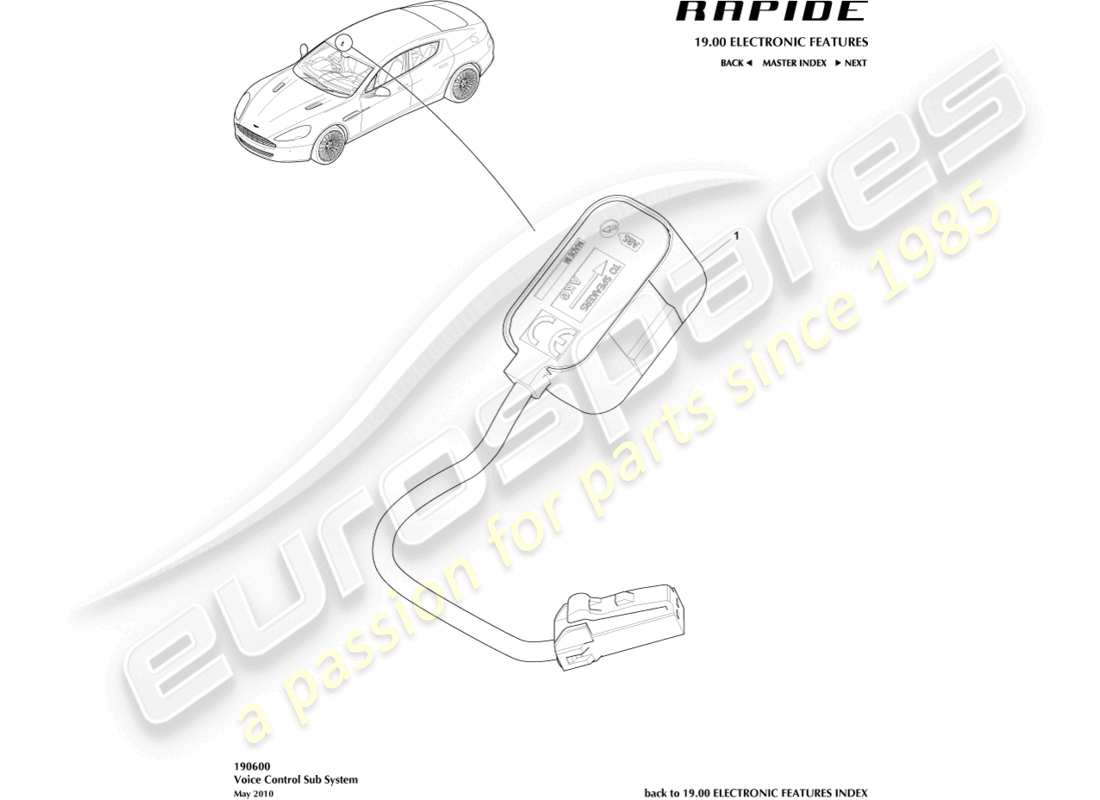 aston martin rapide (2016) voice control subsystem part diagram