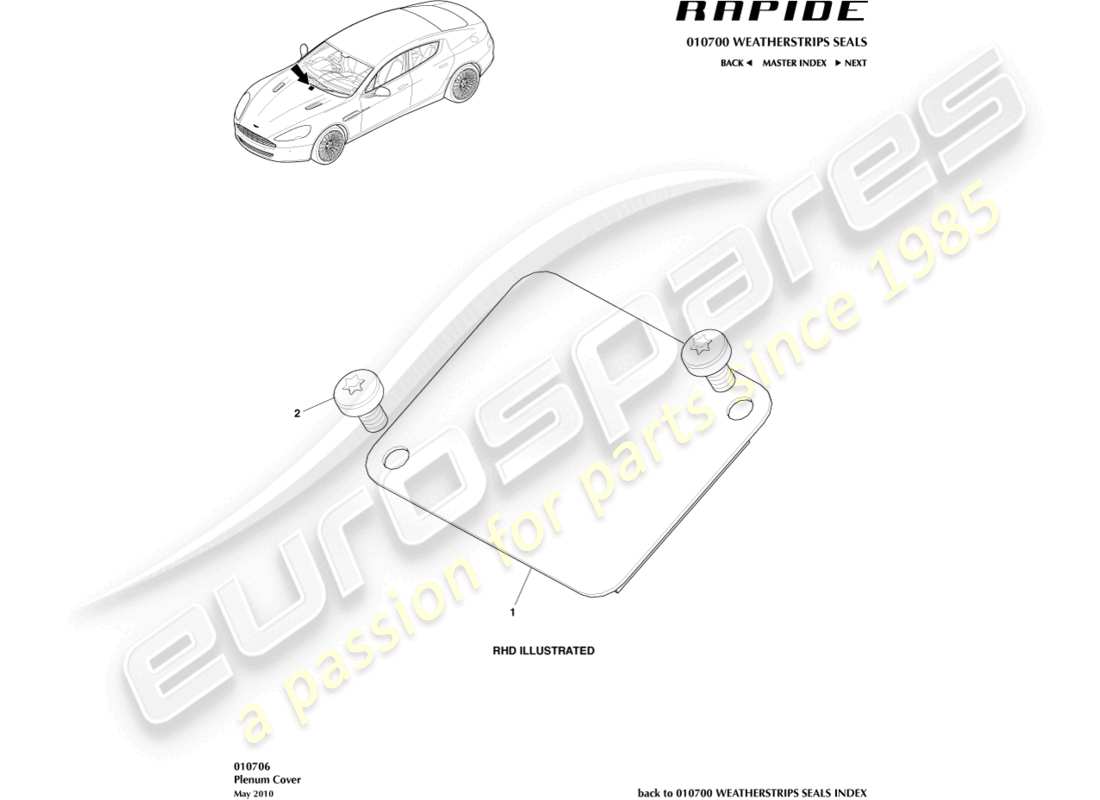 aston martin rapide (2013) plenum cover part diagram