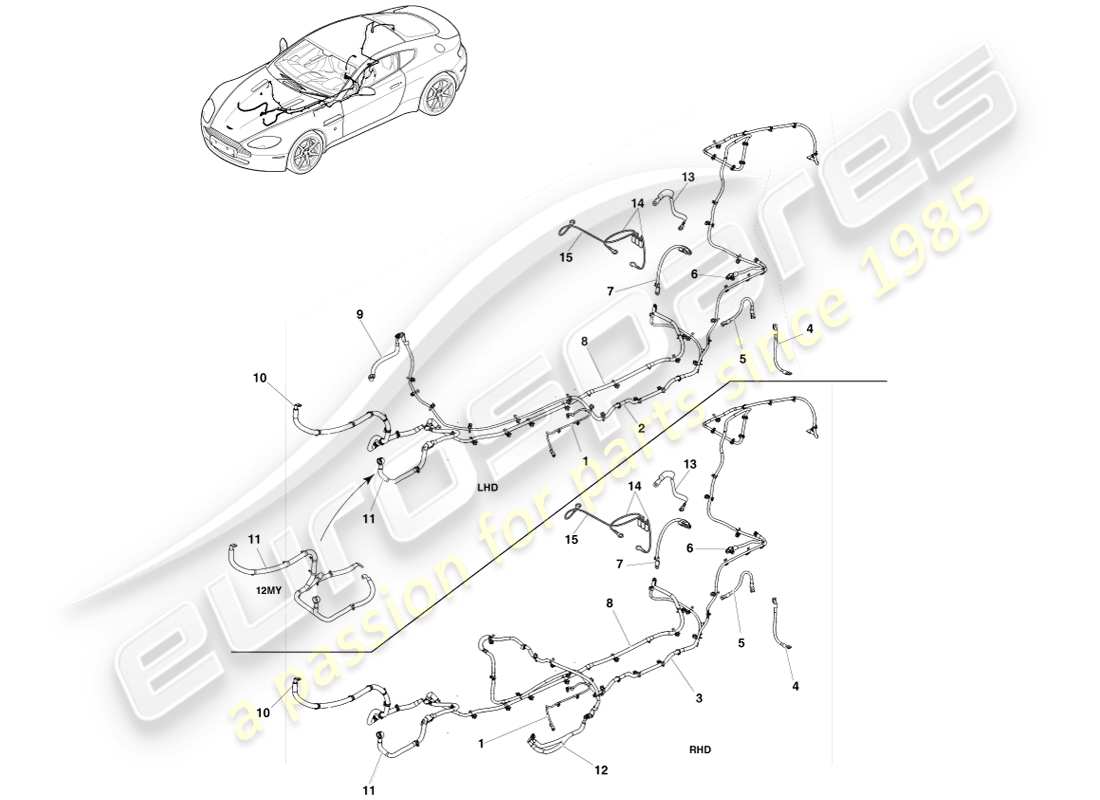 a part diagram from the aston martin v8 vantage parts catalogue