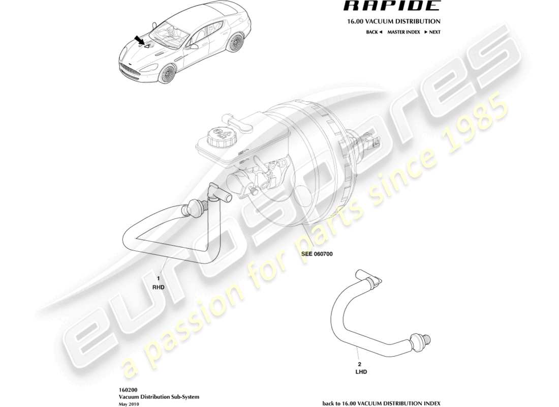 aston martin rapide (2012) vacuum distribution subsystem part diagram