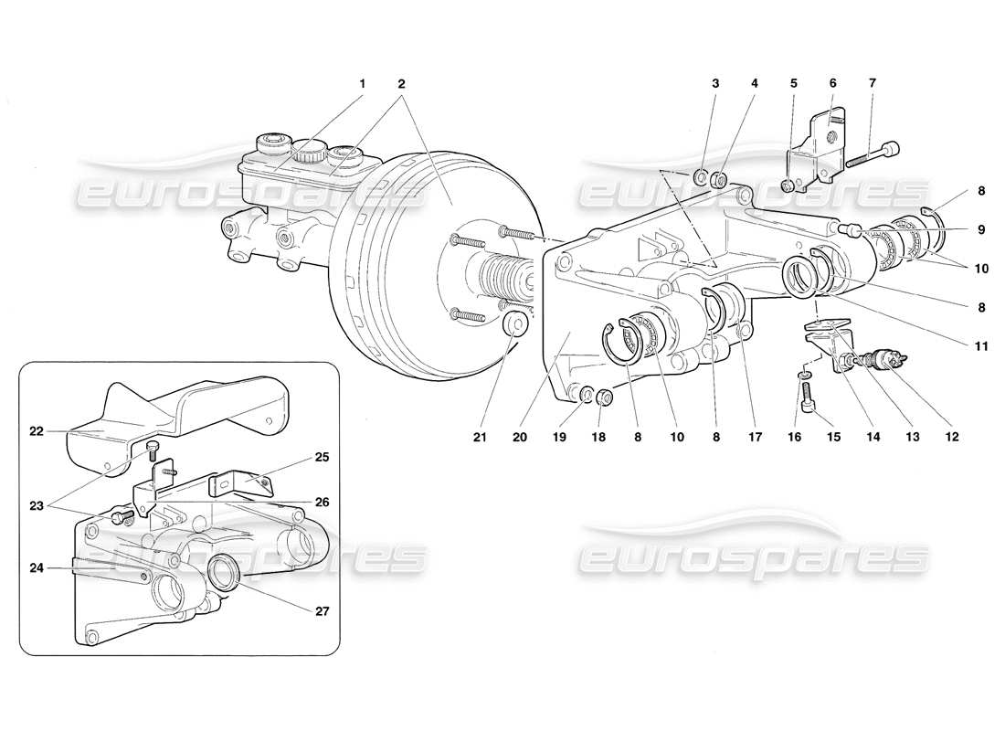 lamborghini diablo sv (1998) pedal mounting part diagram