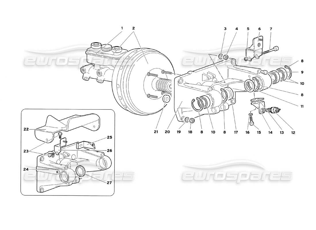 lamborghini diablo sv (1999) pedal mounting parts diagram