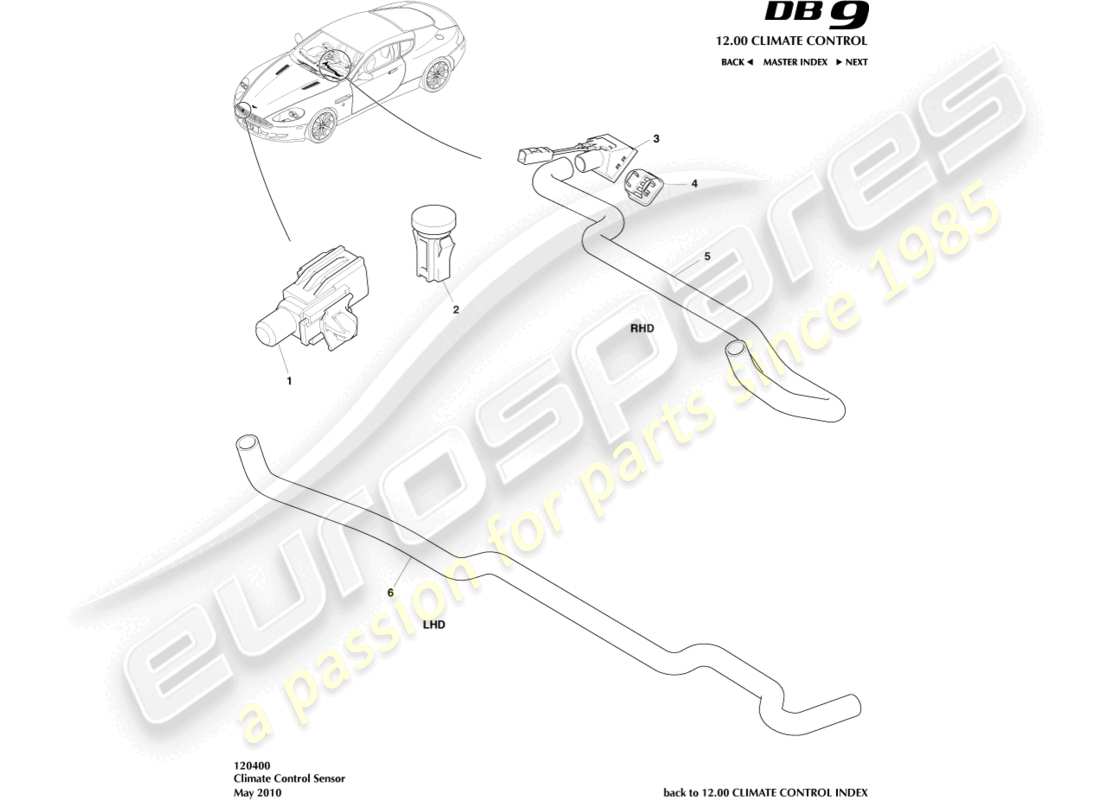 aston martin db9 (2009) sensors part diagram