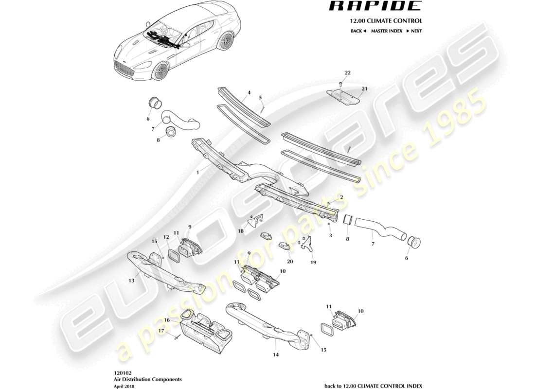 aston martin rapide (2013) air distribution components part diagram