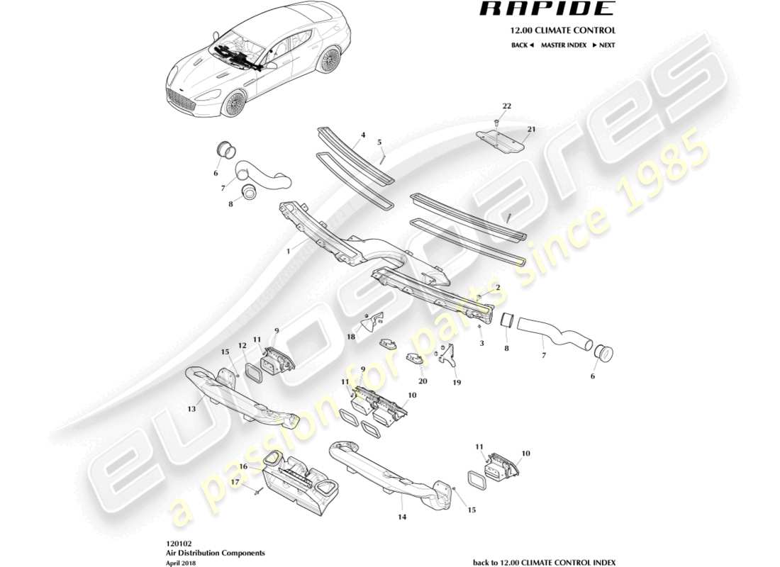 aston martin rapide (2012) air distribution components part diagram