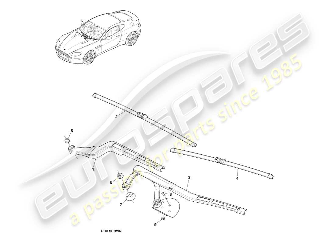 a part diagram from the aston martin v8 vantage (2007) parts catalogue