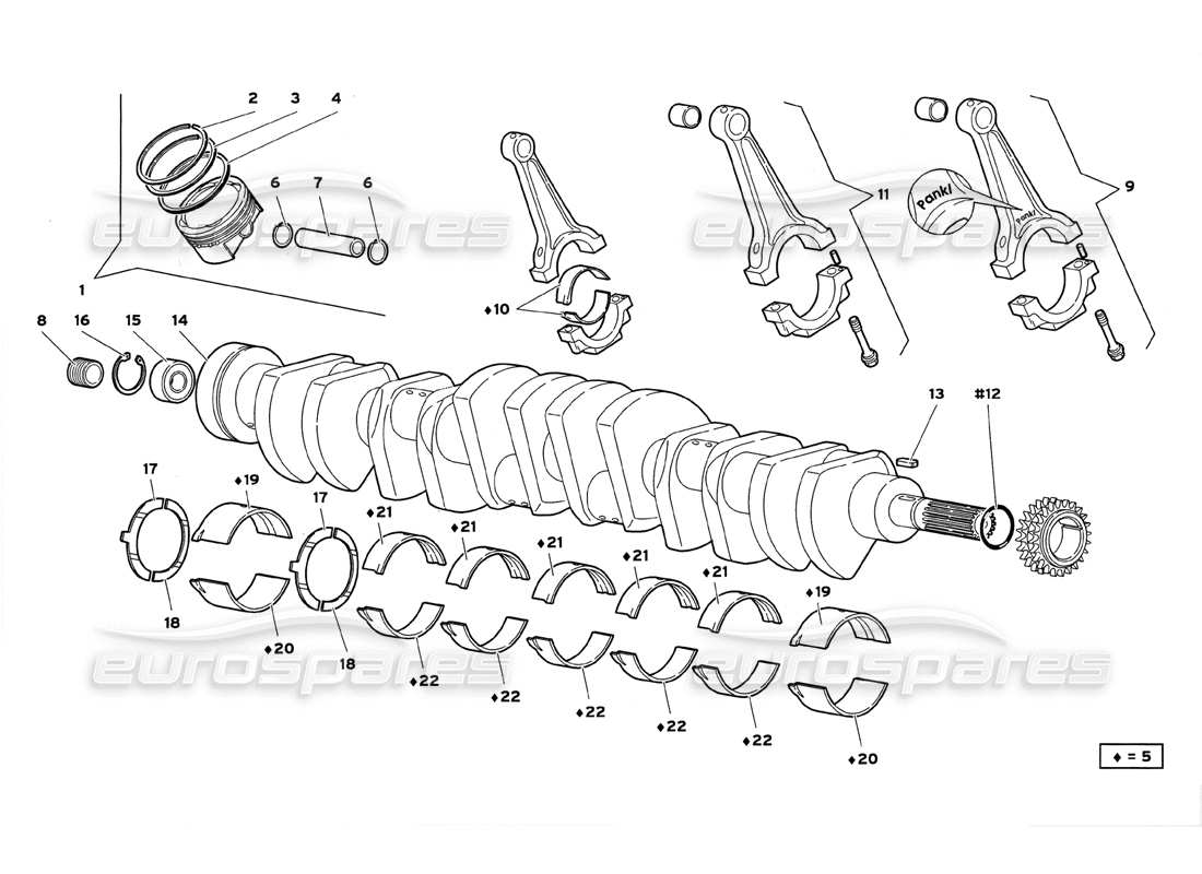 lamborghini diablo gt (1999) crankgears parts diagram