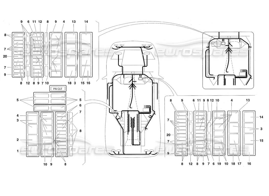a part diagram from the lamborghini diablo roadster (1998) parts catalogue