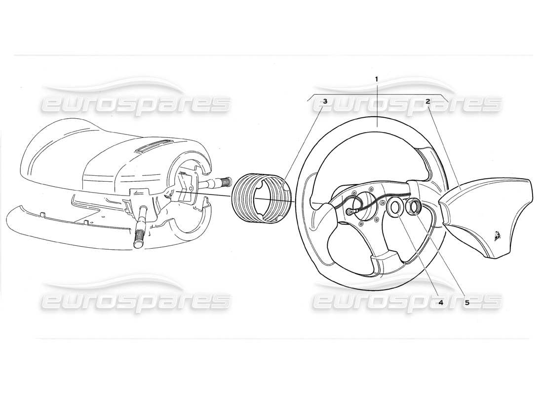 lamborghini diablo gt (1999) steering system without air bag part diagram