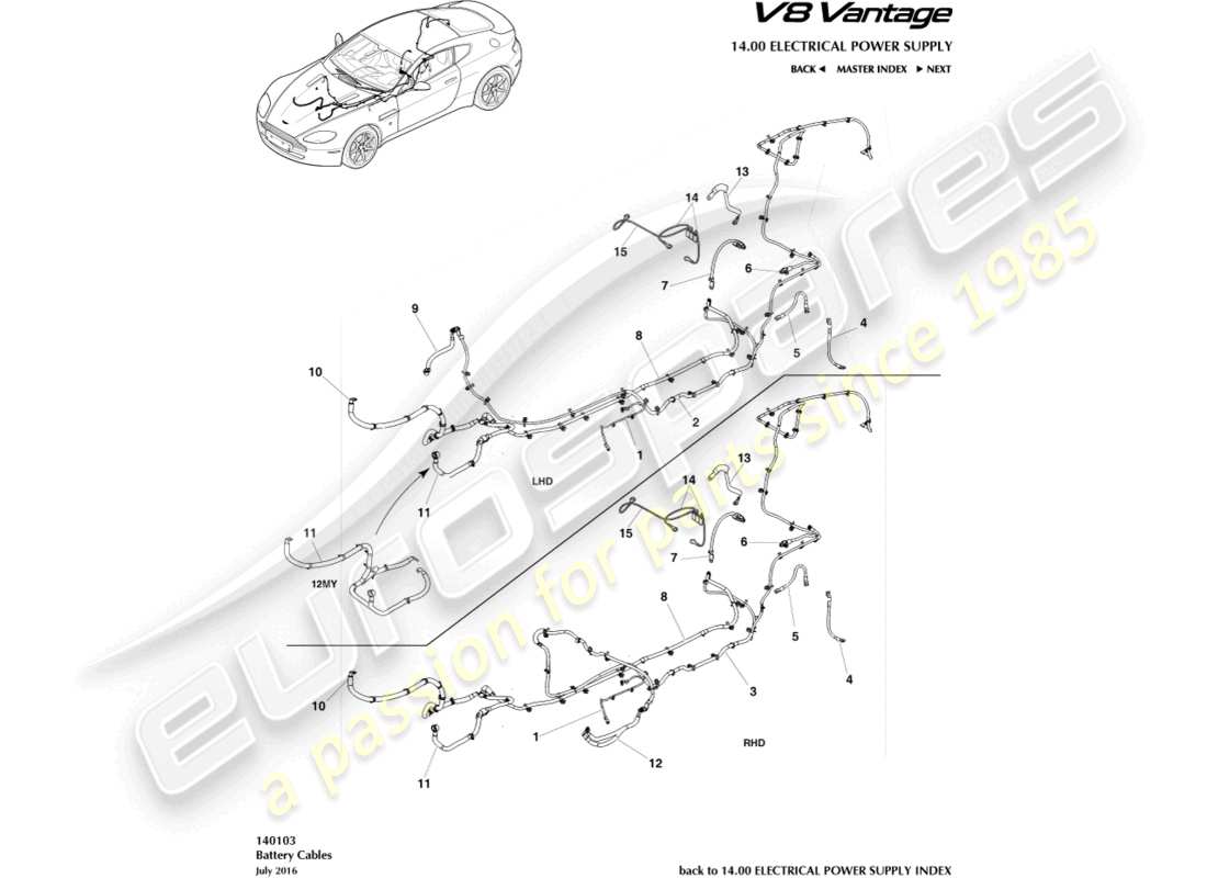 aston martin vantage gt8 (2017) battery cables parts diagram