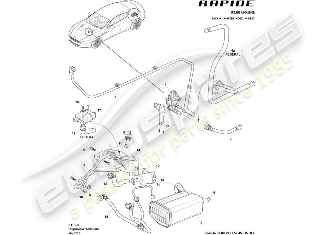 aston martin rapide (2012) evaporative emissions part diagram