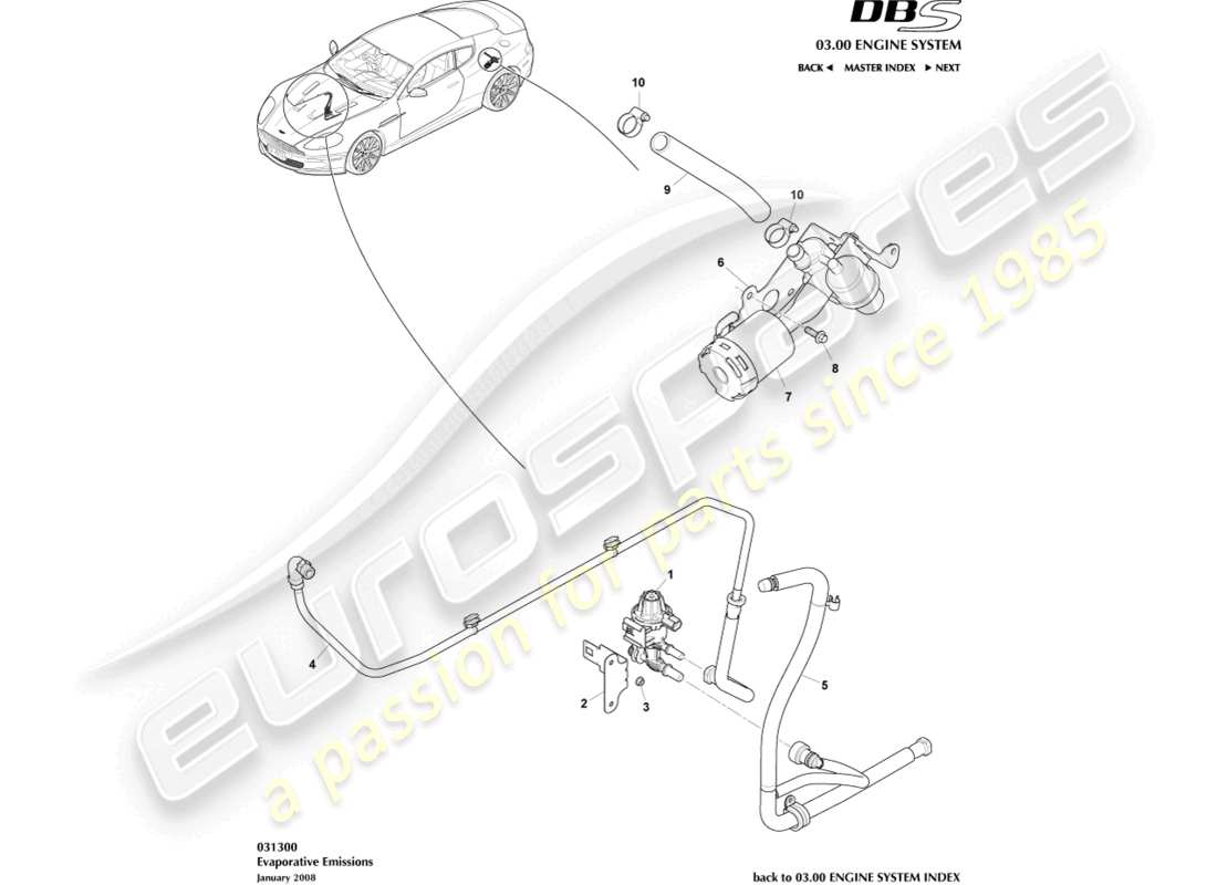 aston martin dbs (2013) evaporative emissions part diagram
