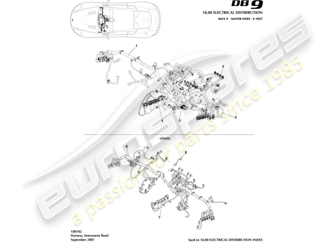 aston martin db9 (2010) ip harness part diagram