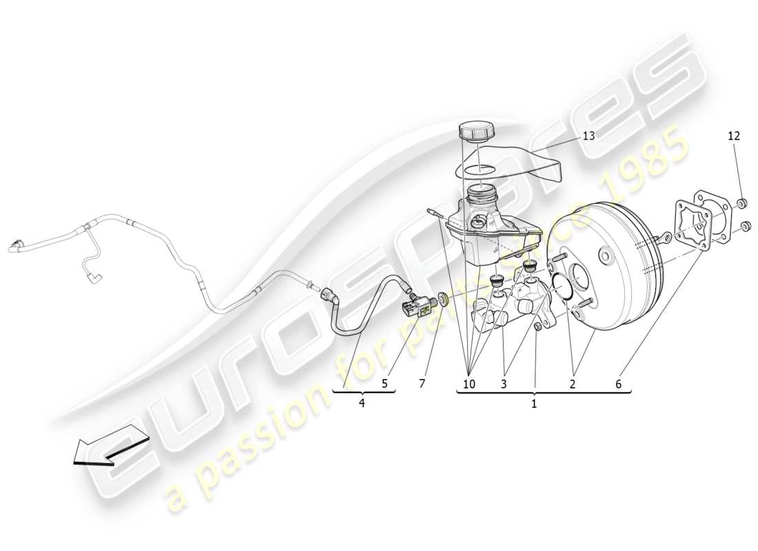 a part diagram from the maserati quattroporte m156 (2014 onwards) parts catalogue