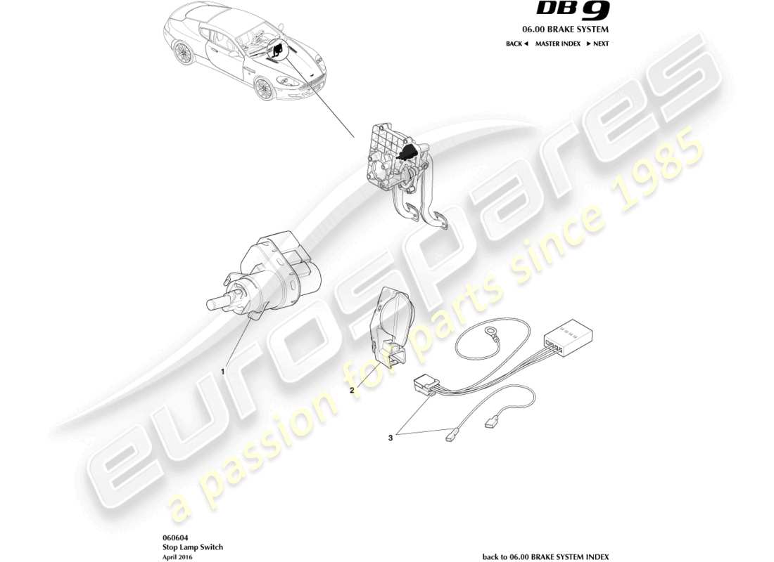 a part diagram from the aston martin db9 (2006) parts catalogue