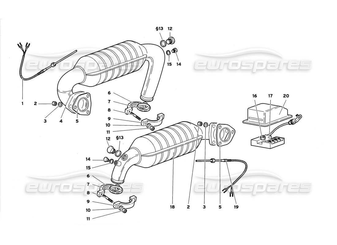 lamborghini diablo gt (1999) exhaust system parts diagram