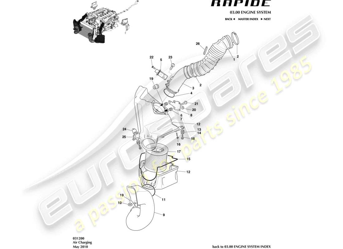 aston martin rapide (2010) air charging part diagram