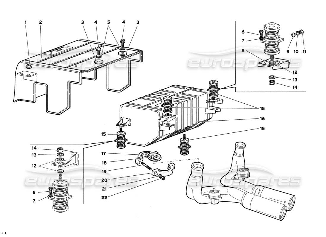 lamborghini diablo 6.0 (2001) exhaust system parts diagram