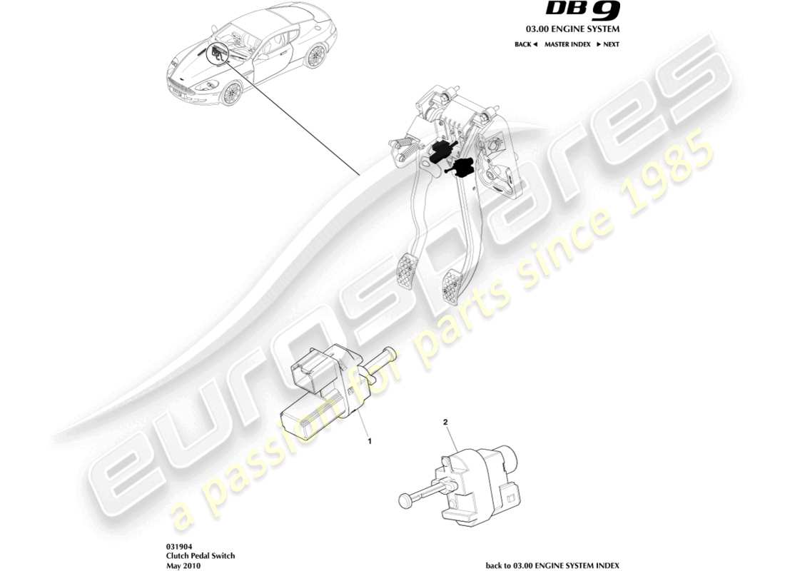 a part diagram from the aston martin db9 (2005) parts catalogue
