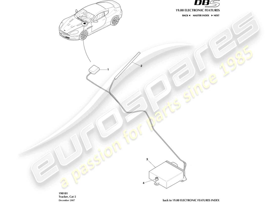 a part diagram from the aston martin dbs (2010) parts catalogue
