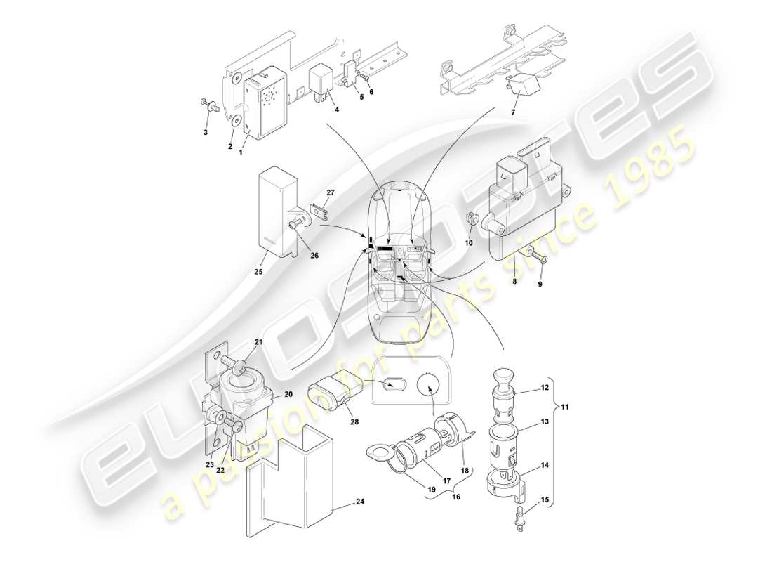 a part diagram from the aston martin db7 parts catalogue