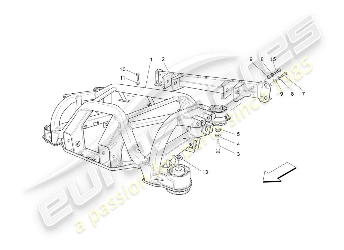 maserati granturismo (2016) rear chassis part diagram