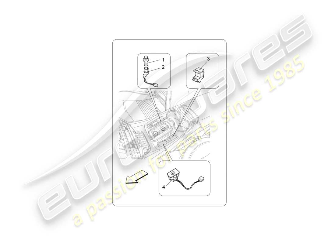 maserati granturismo (2011) centre console devices part diagram