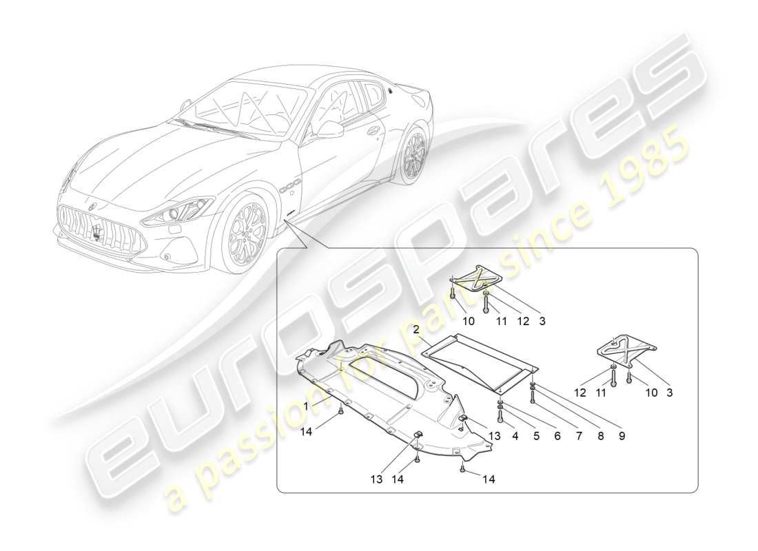 maserati granturismo s (2019) underbody and underfloor guards part diagram