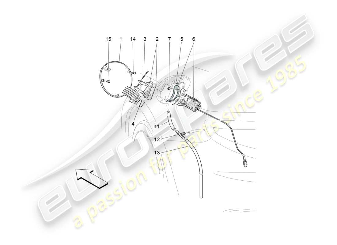 maserati granturismo s (2013) fuel tank door and controls part diagram