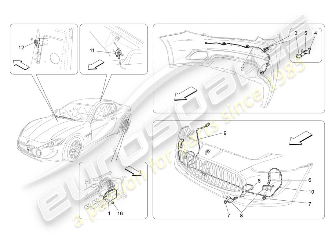 maserati granturismo s (2013) parking sensors part diagram