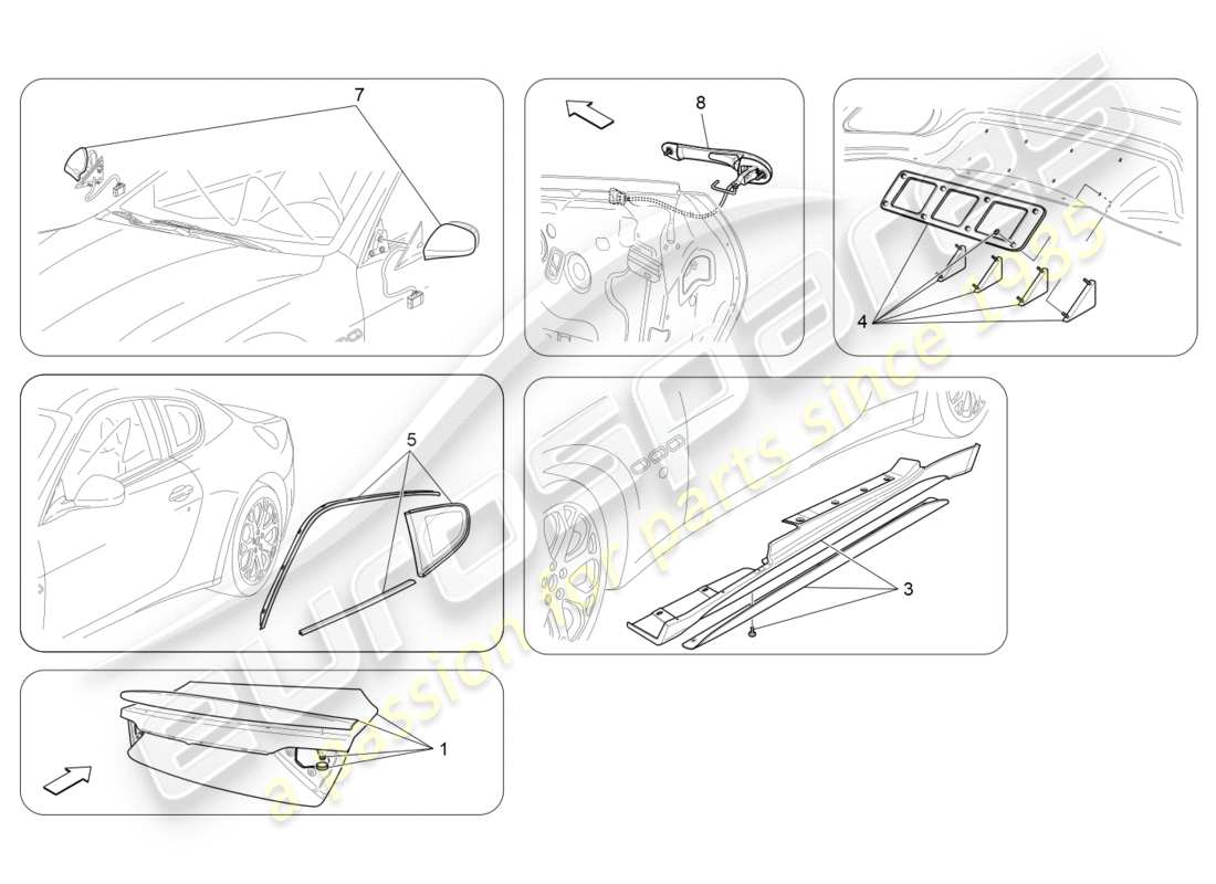 maserati granturismo s (2015) after market accessories part diagram