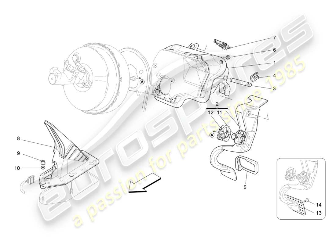 maserati granturismo (2015) complete pedal board unit part diagram