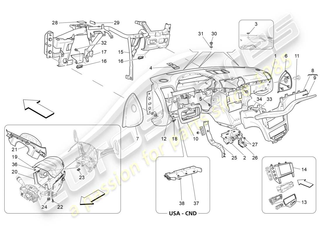 maserati granturismo (2009) dashboard unit part diagram