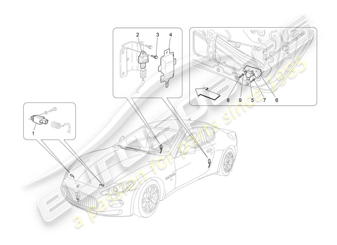 maserati granturismo (2015) crash sensors part diagram