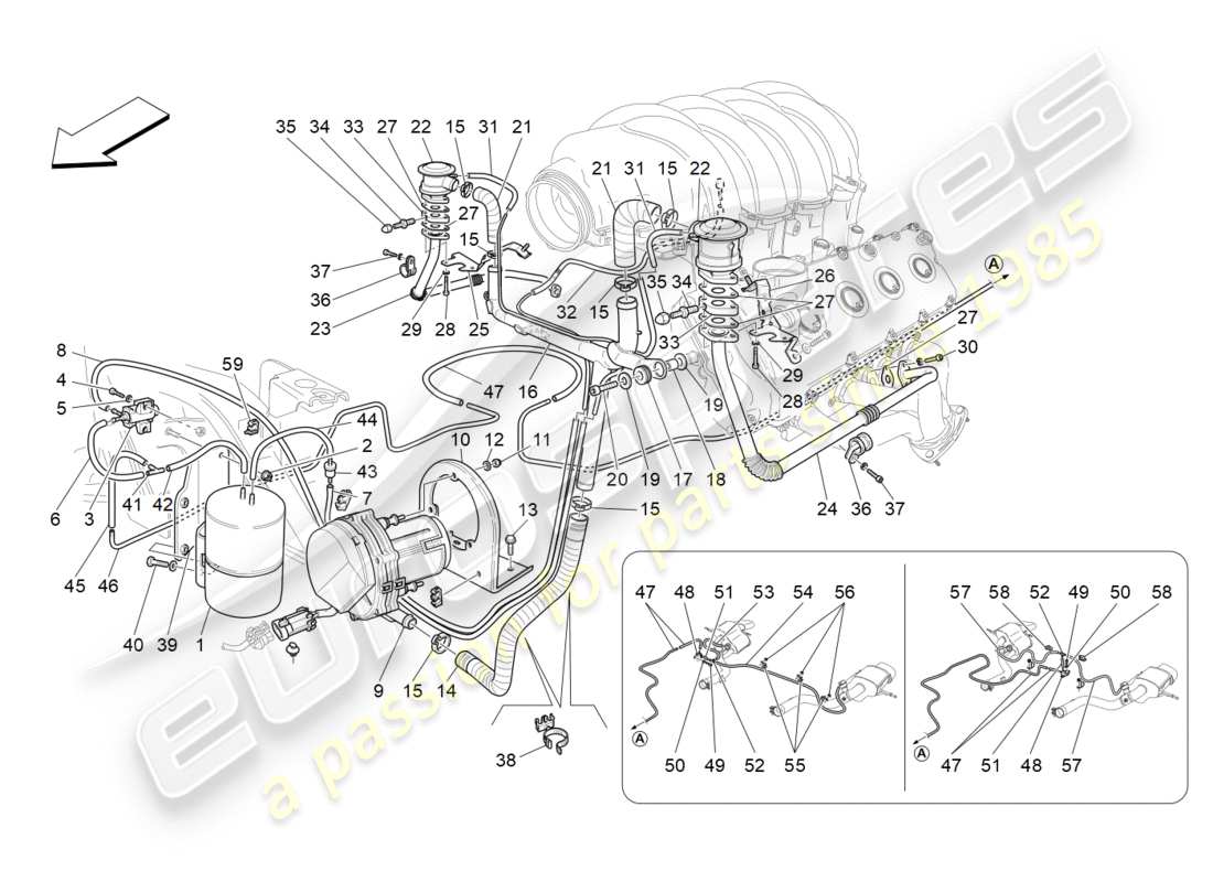 maserati granturismo (2009) additional air system parts diagram