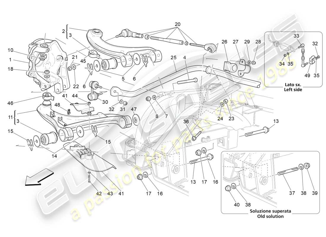 maserati granturismo s (2013) rear suspension part diagram