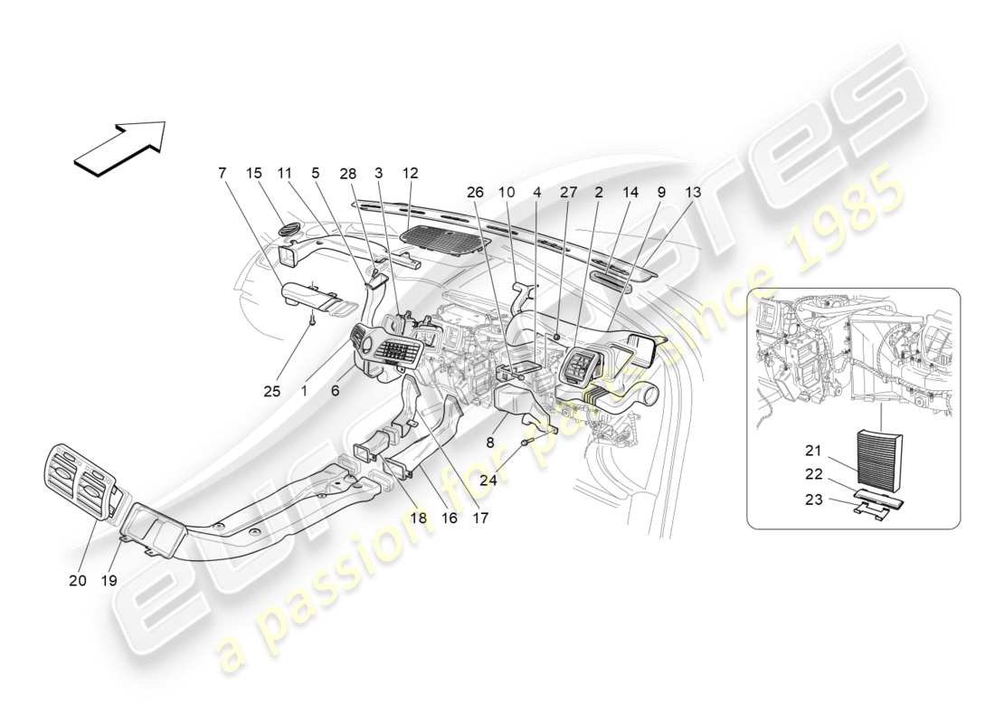 maserati granturismo (2013) a/c unit: diffusion part diagram