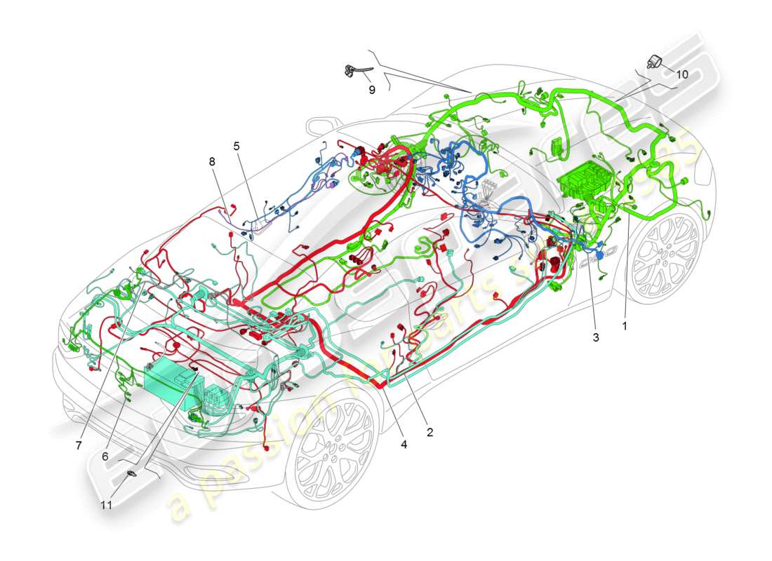 maserati granturismo (2008) main wiring part diagram