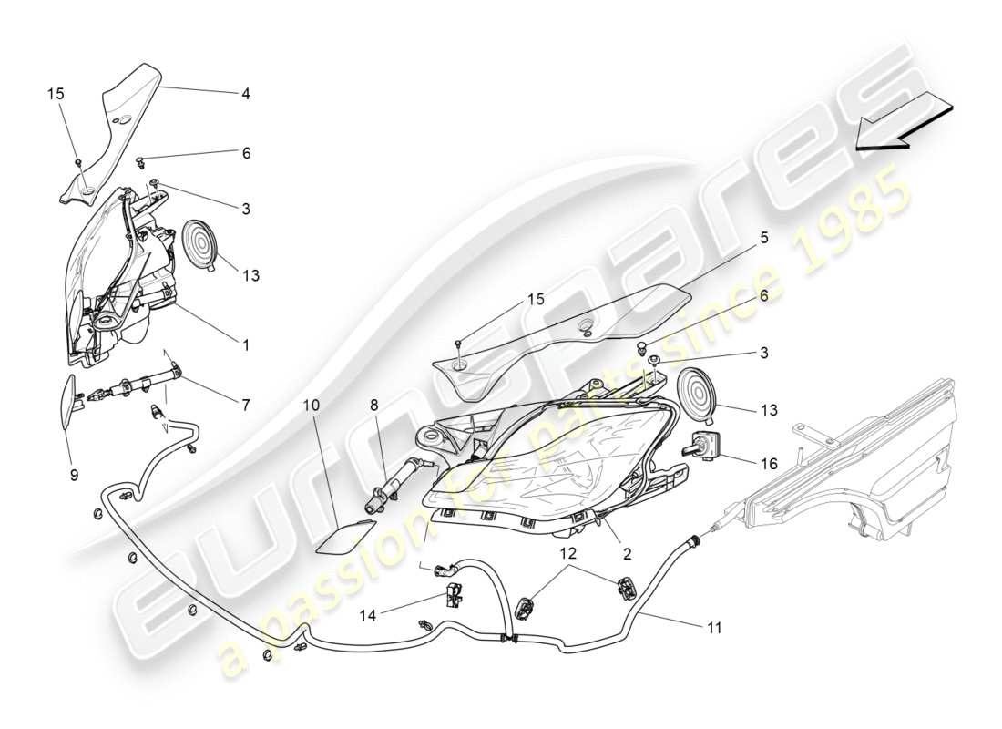 maserati qtp 3.0 bt v6 410hp (2014) headlight clusters parts diagram