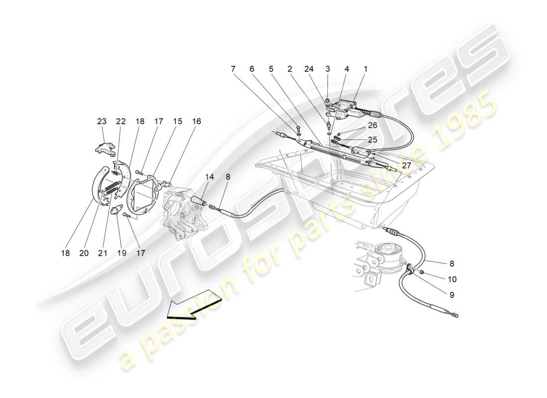 maserati granturismo (2014) parking brake part diagram