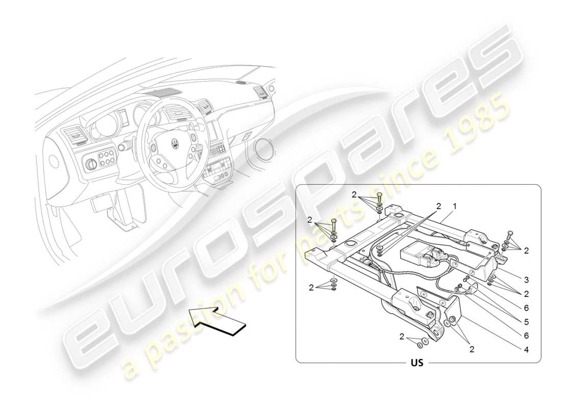 maserati granturismo (2008) passenger's airbag-deactivation parts diagram