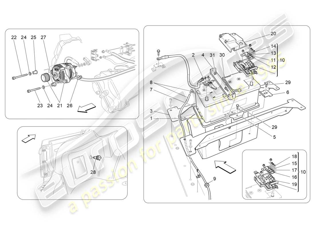 maserati granturismo s (2018) energy generation and accumulation parts diagram